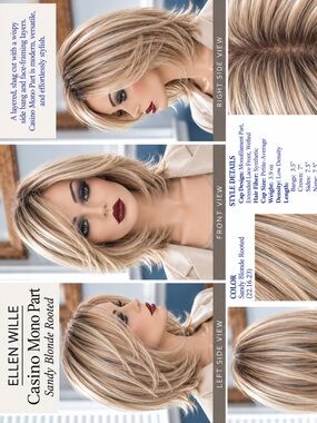 Ellen Wille Casino- Mono Part Wig in Sandy Blonde Rooted PETITE-AVERAGE